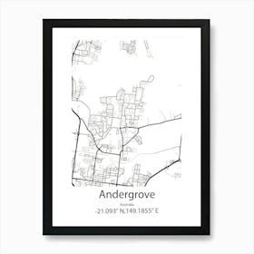 Andergrove,Australia Minimalist Map Art Print