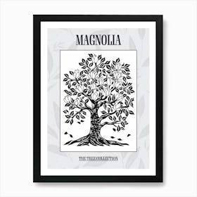 Magnolia Tree Simple Geometric Nature Stencil 4 Poster Art Print