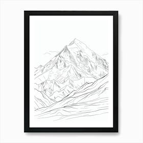 Mount Mckinley Denali Usa Line Drawing 6 Art Print