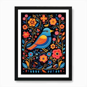 Folk Bird Illustration Eastern Bluebird 3 Art Print