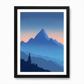 Misty Mountains Vertical Composition In Blue Tone 115 Art Print