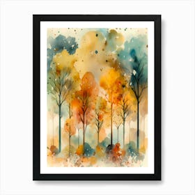 Watercolor Autumn Trees Art Print