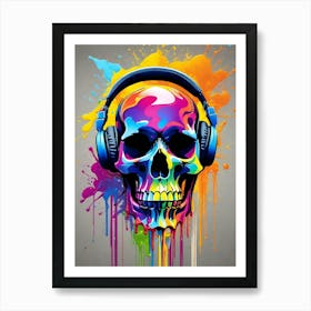 Skull With Headphones 105 Art Print