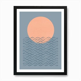 Ocean Wave Sunset - Minimalist Modern Graphic Abstract Art Print