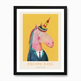 Pastel Unicorn In A Suit 2 Poster Art Print