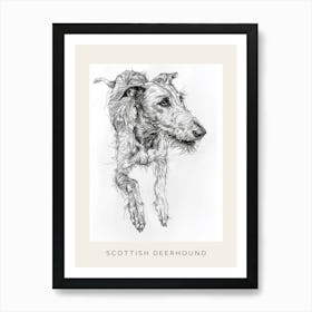 Scottish Deerhound Dog Line Sketch 1 Poster Art Print