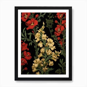 Snapdragon 1 William Morris Style Winter Florals Art Print