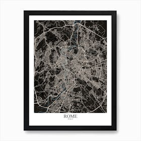 Rome Black Blue Art Print