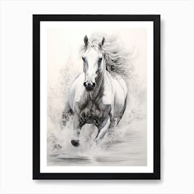 A Horse Oil Painting In Whitehaven Beach, Australia, Portrait 1 Art Print