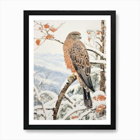 Winter Bird Painting Hawk 1 Art Print