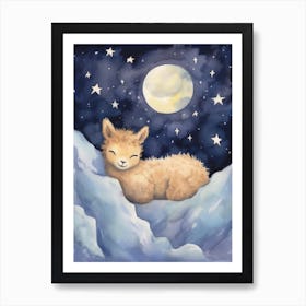 Baby Alpaca 1 Sleeping In The Clouds Art Print