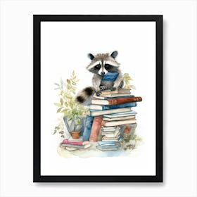 A Urban Raccoon Watercolour Illustration Storybook 3 Art Print