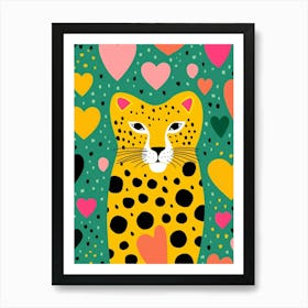 Geometric Leopard Heart Art Art Print
