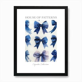 Blue Lace Bows 4 Pattern Poster Art Print