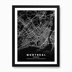 Montreal Quebec Canada Black Map Art Print