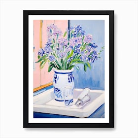 A Vase With Forget Me Not, Flower Bouquet 4 Art Print