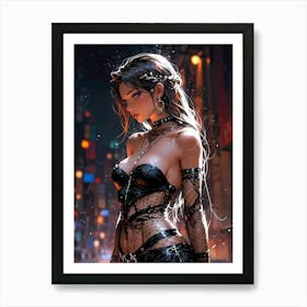 Sexy Girl In Black 1 Art Print