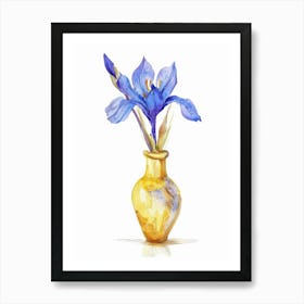 Blue Iris In A Vase Póster