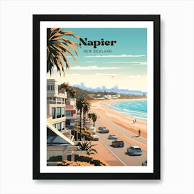 Napier New Zealand Hawke's Bay. Travel Illustration Art Print