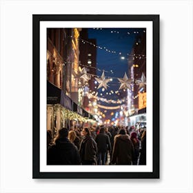 Banner At A Lively New Years Eve Party Drapes Elegantly Across A Bustling Street Strands Of Shiny (4) Art Print