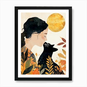 Kitty I love you cat and woman 2 Art Print