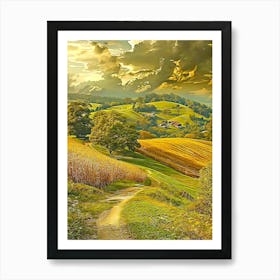 Landscape, Field, Hill Art Print