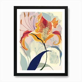 Colourful Flower Illustration Gloriosa Lily 2 Art Print