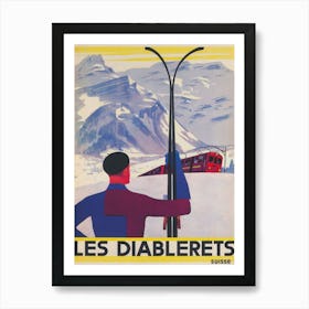 Les Diableres Switzerland Vintage Ski Poster Art Print