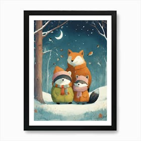 Family Of Foxes Art Print