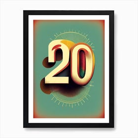 20, Number, Education Retro Drawing 3 Art Print