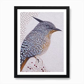 Mockingbird Pointillism Bird Poster