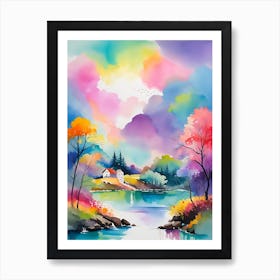 Watercolor Landscape Painting 3 Art Print