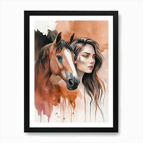 Girl And Horse Art Print