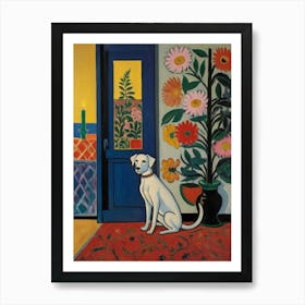 White Dog In Front Of A Door Style Henri Matisse Art Print