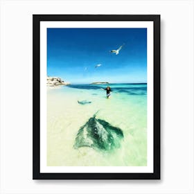 Stingray Beach Art Print