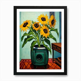 Flowers In A Vase Still Life Painting Black Eyed Susan 3 Art Print