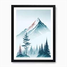 Mountain And Forest In Minimalist Watercolor Vertical Composition 94 Art Print