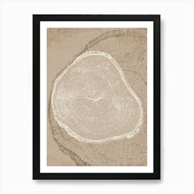 Beige Tree Ring Stump 1 Art Print