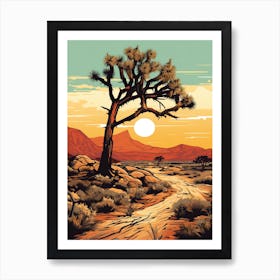 Joshua Tree In Desert In Gold And Black (2) Art Print