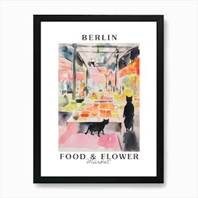 Food Market With Cats In Berlin 2 Poster Art Print