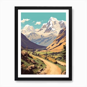 Annapurna Circuit Nepal 2 Vintage Travel Illustration Art Print