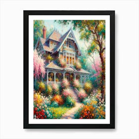 Oil Painting Victorian House Póster