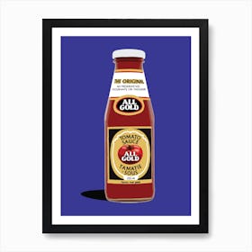 All Gold Tomato Sauce - South African  - Food - Retro - Condiment - Art Print - Kitchen- Blue Art Print