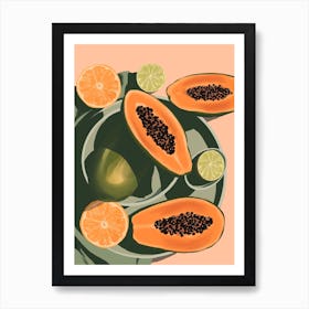 Papayas And Limes Art Print