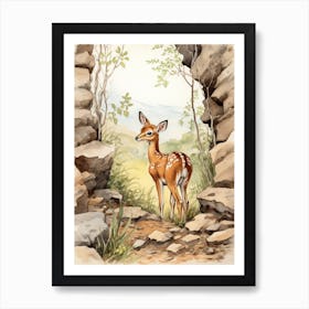 Storybook Animal Watercolour Antelope 2 Art Print