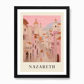 Nazareth Israel 1 Vintage Pink Travel Illustration Poster Poster