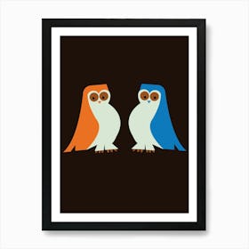 Two Vintage Owls Art Print