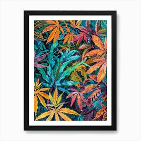 Colorful Marijuana Leaves Art Print