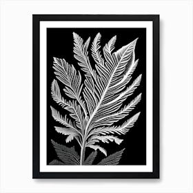 Spruce Needle Leaf Linocut 2 Art Print