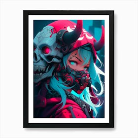 Anime Girl With Horns 2 Art Print